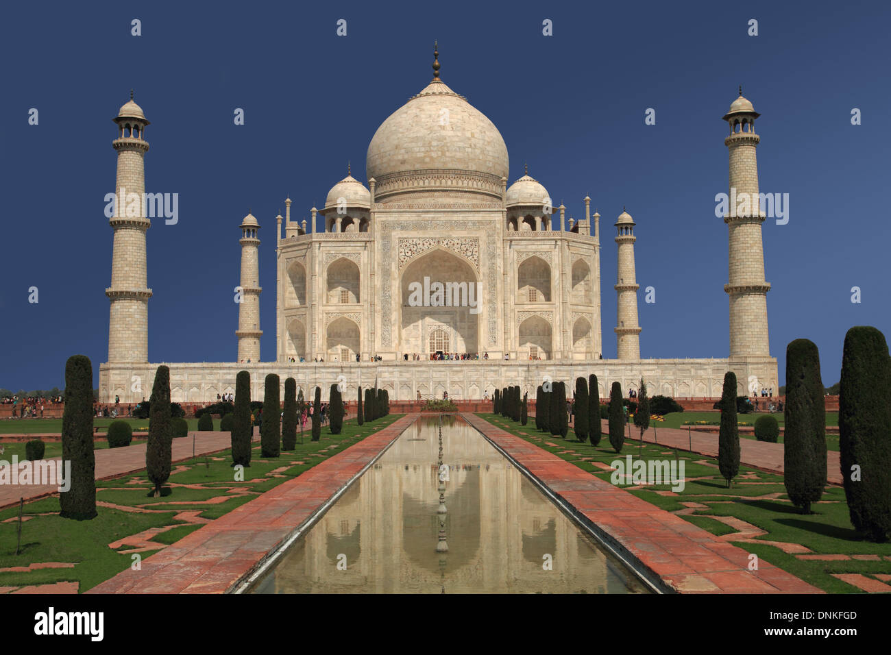 Ein Blick auf das Taj Mahal in Agra, Indien. Stockfoto