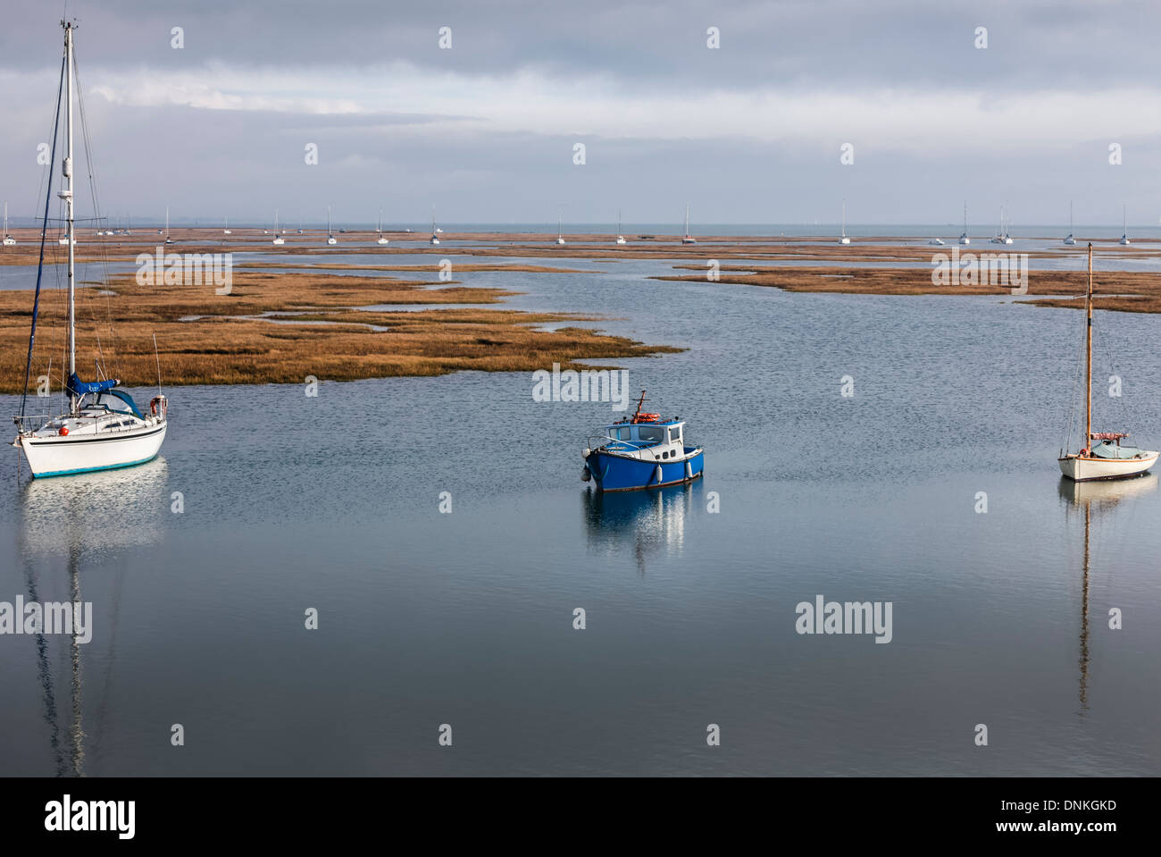 Festgemachten Boote bei Milford am Meer, Hampshire, England Stockfoto