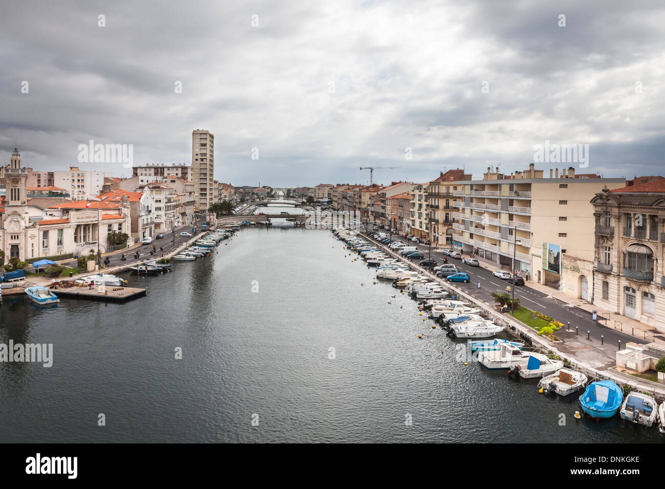 Flusslandschaft, Sète - Stadt im Hérault, Languedoc-Roussillon Region, Südfrankreich: Ort des jährlichen Wasserfestival Stockfoto