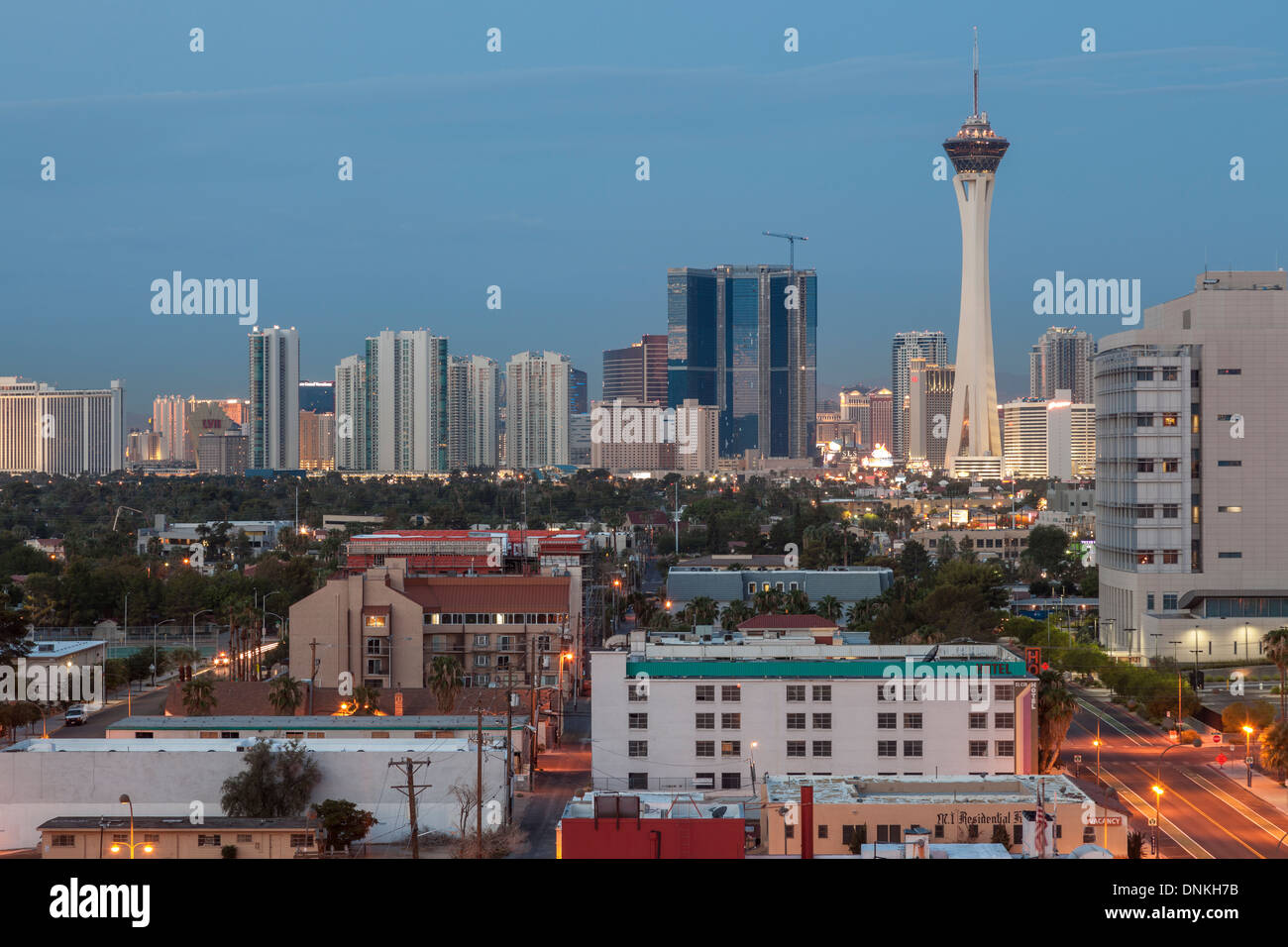 Las Vegas bei Nacht, Blick vom East Fremont street Stockfoto