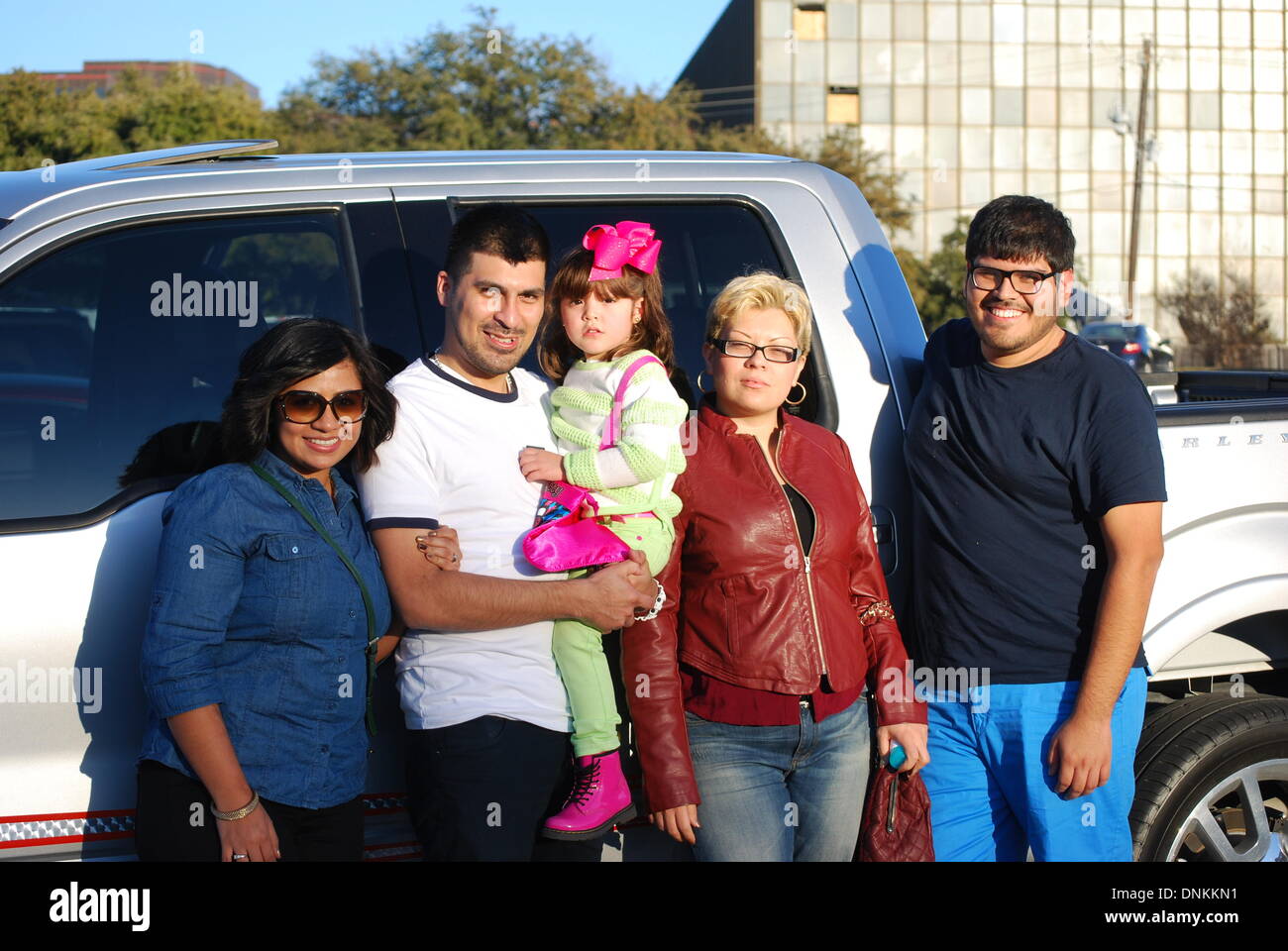 Reisebusse, Familien Reisen, MCE Spiele in Dallas Stockfoto