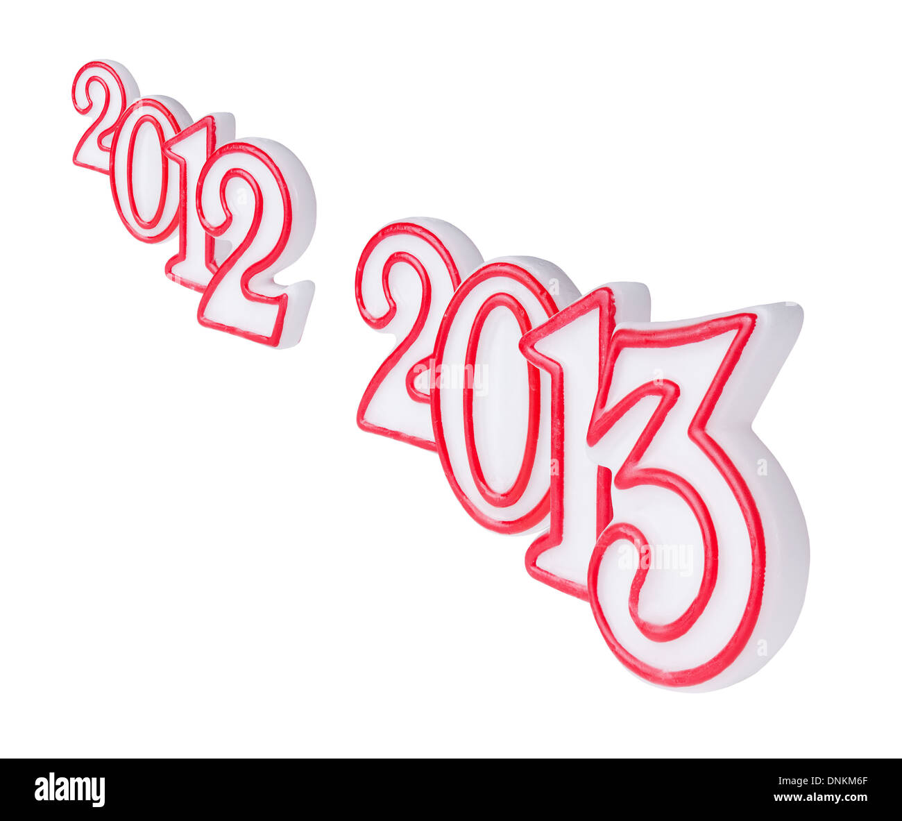 Frohes neues Jahr 2013 Kerze Ziffern isoliert auf weißem Hintergrund Stockfoto