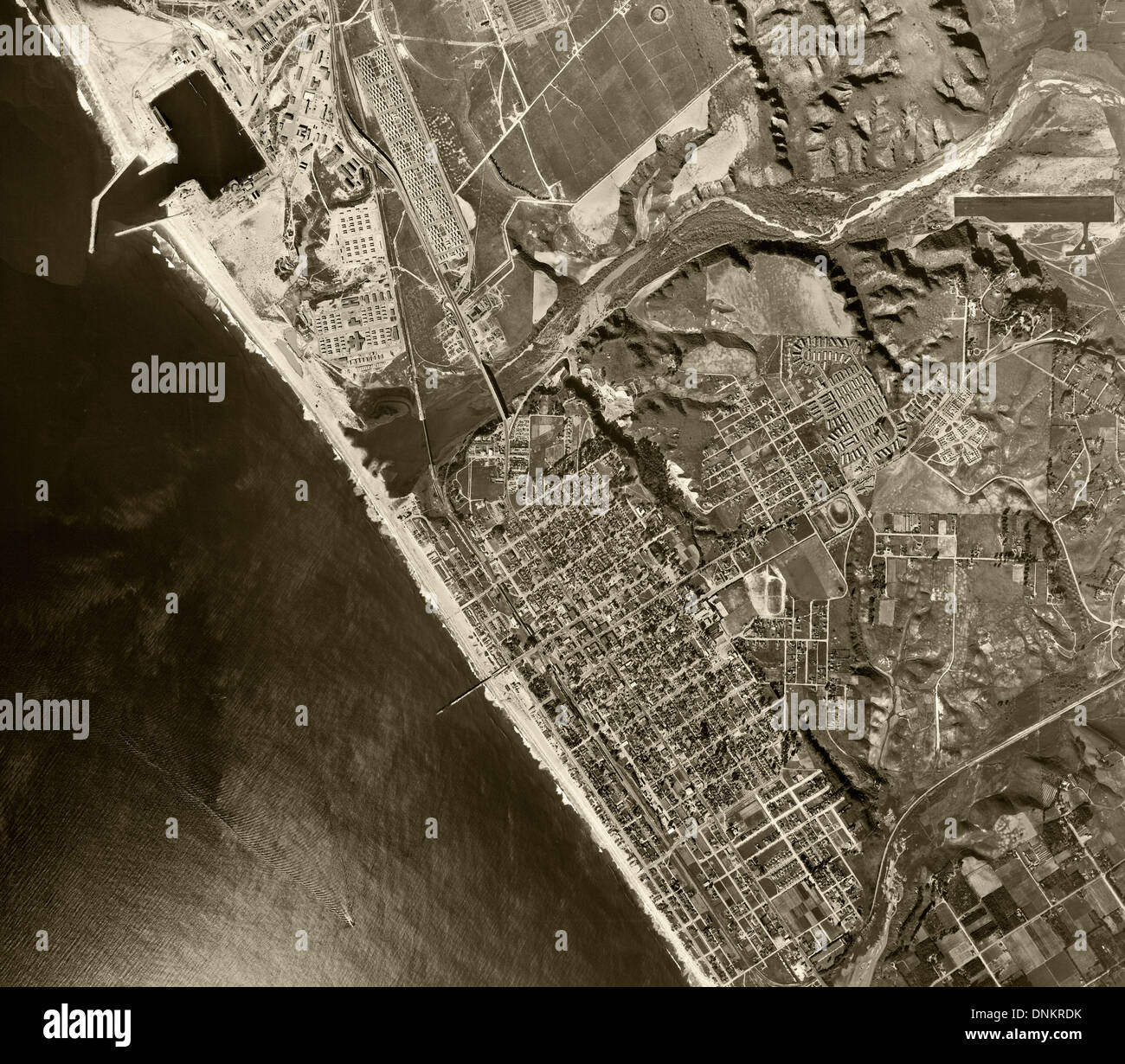 historische Luftaufnahme Oceanside, Kalifornien, 1946 Stockfoto