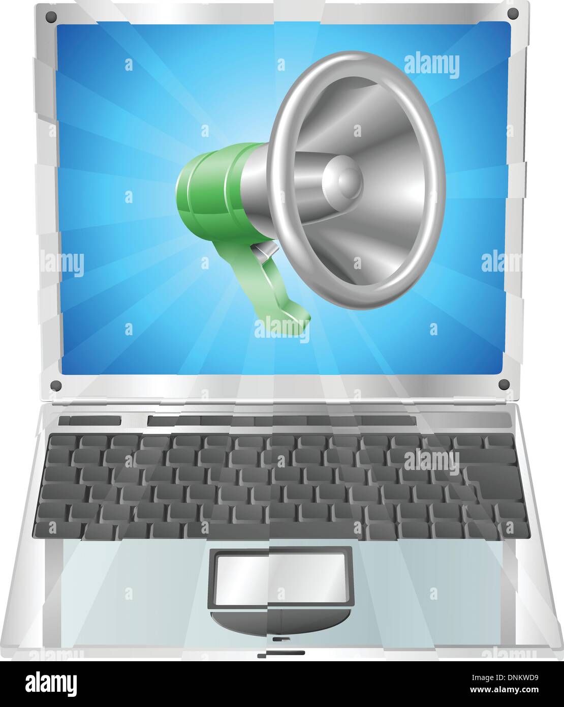 Megaphon-Symbol aus der Laptop-Bildschirm-Konzept Stock Vektor