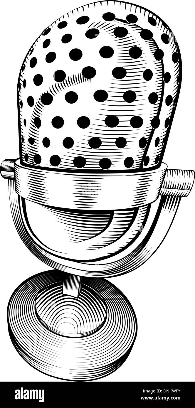 eine schwarz / weiß Darstellung eines Mikrofons Stock Vektor