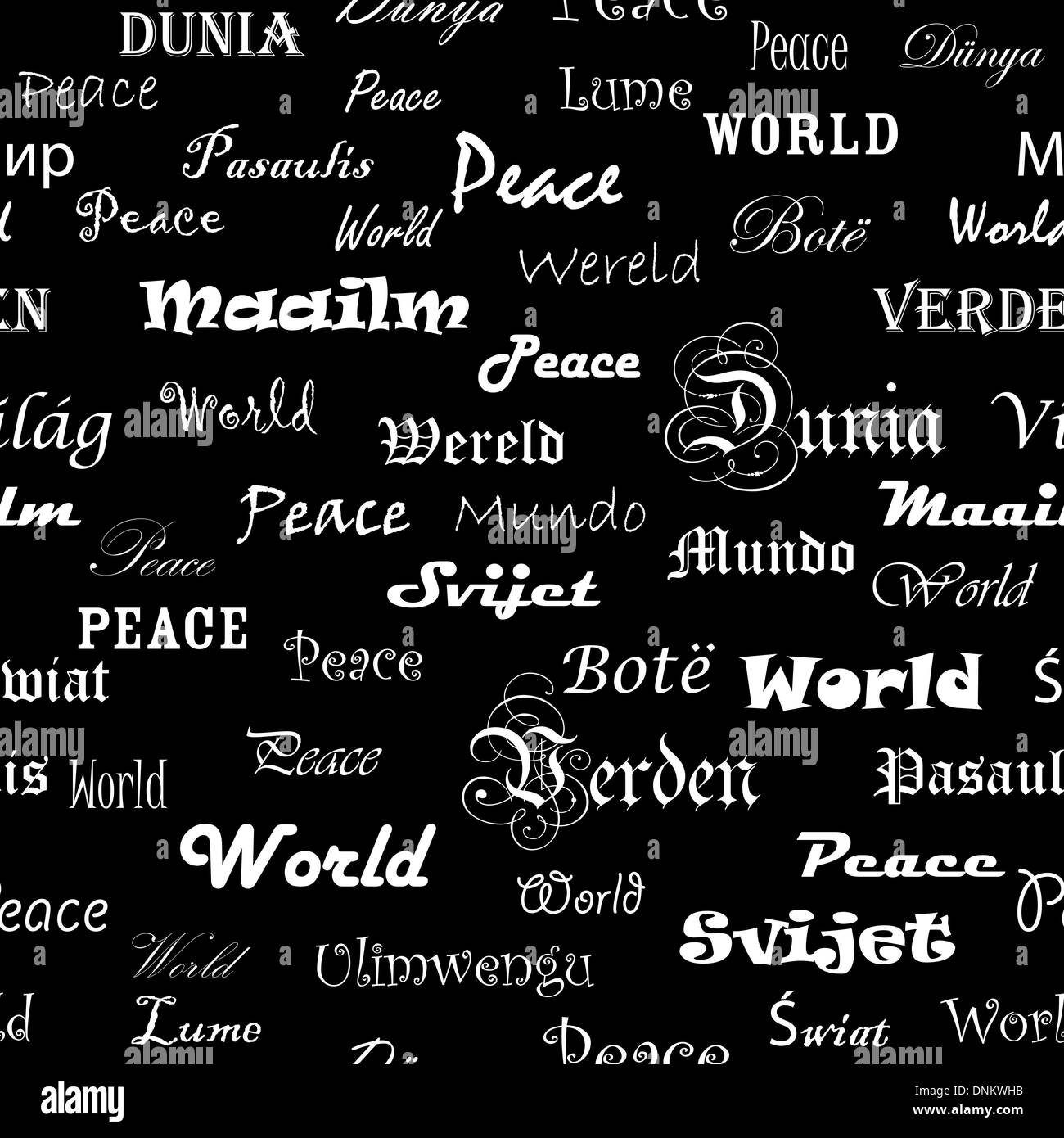 Frieden Nahtlose Tapete Mit Dem Wort Frieden In Verschiedenen Sprachen Stock Vektorgrafik Alamy