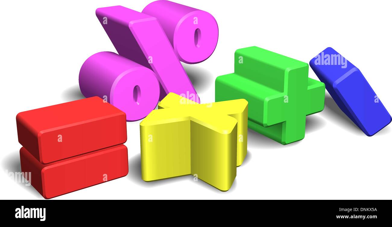 Ein Beispiel für eine Reihe von bunten 3d Mathematik Symbole oder ...