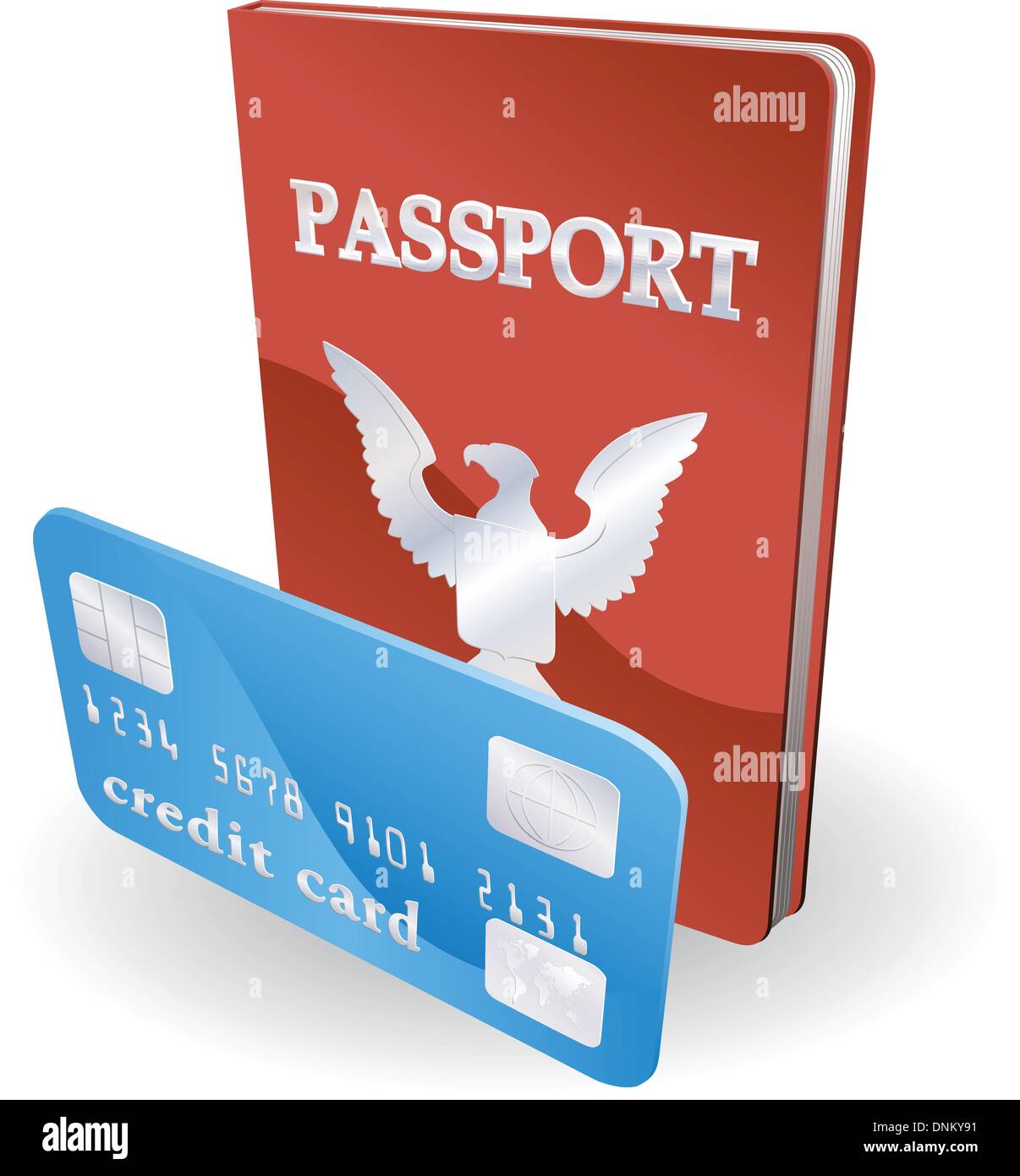 Reisepass und Kreditkarte Abbildung. Persönliche Identität Konzept. Stock Vektor