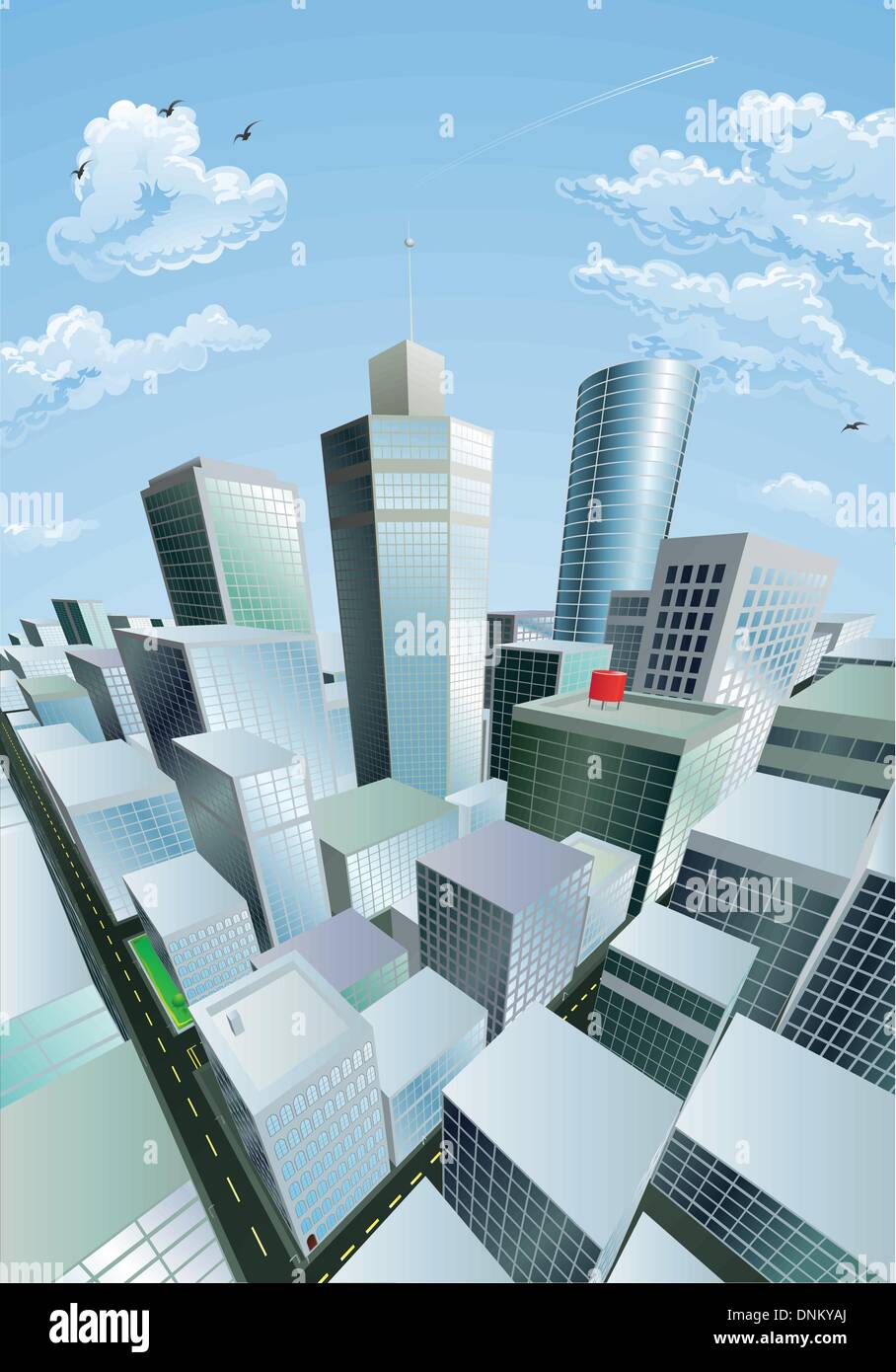Eine moderne Stadtbild der Stadtzentrum Bankenviertel mit Hochhaus Wolkenkratzer Stock Vektor