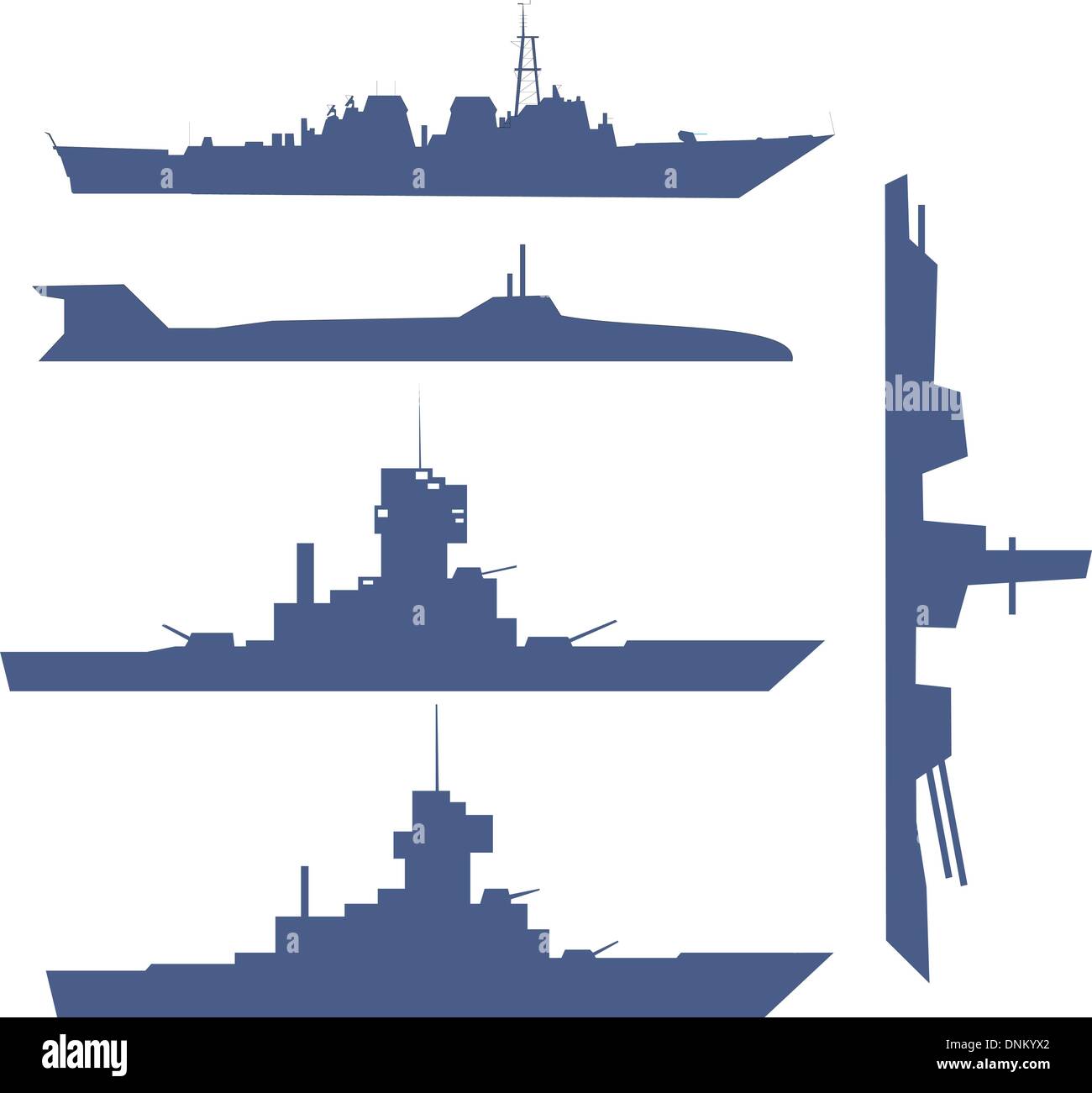 Abbildung mit vier Schiff Silhouette Kollektion Stock Vektor