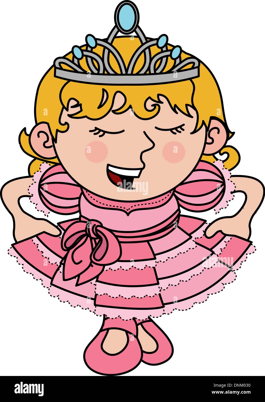 Illustration der jungen Prinzessin in rosa Kleid und Diadem Stock Vektor
