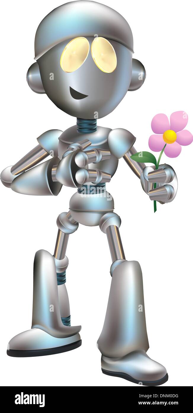 Abbildung der Liebe geschlagen futuristische Roboter, die Blume Stock Vektor