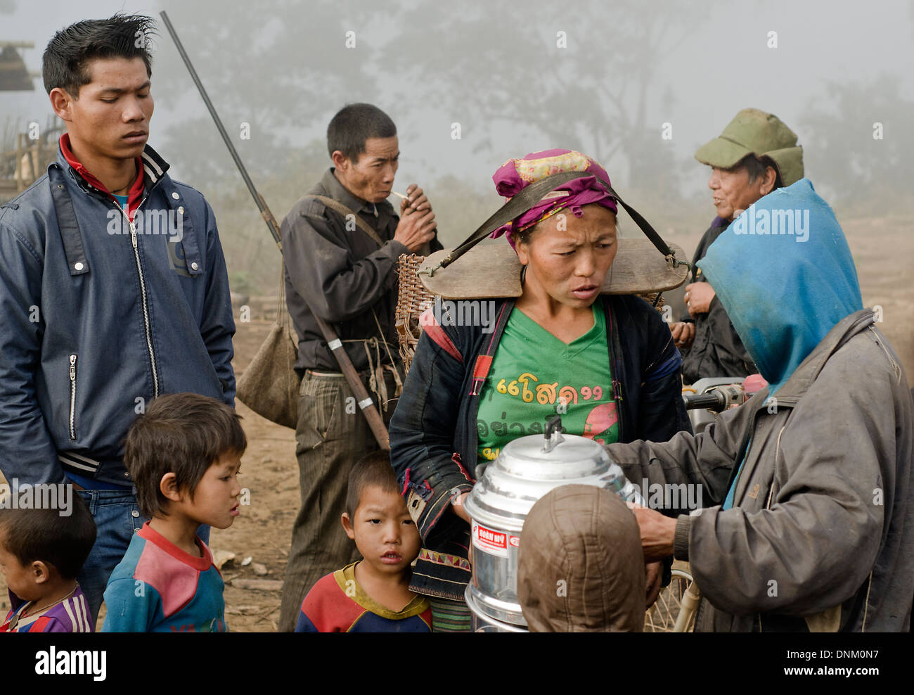 Akha Stammes Menschen, Nambo Dorf, Muang Sing, Laos Stockfoto