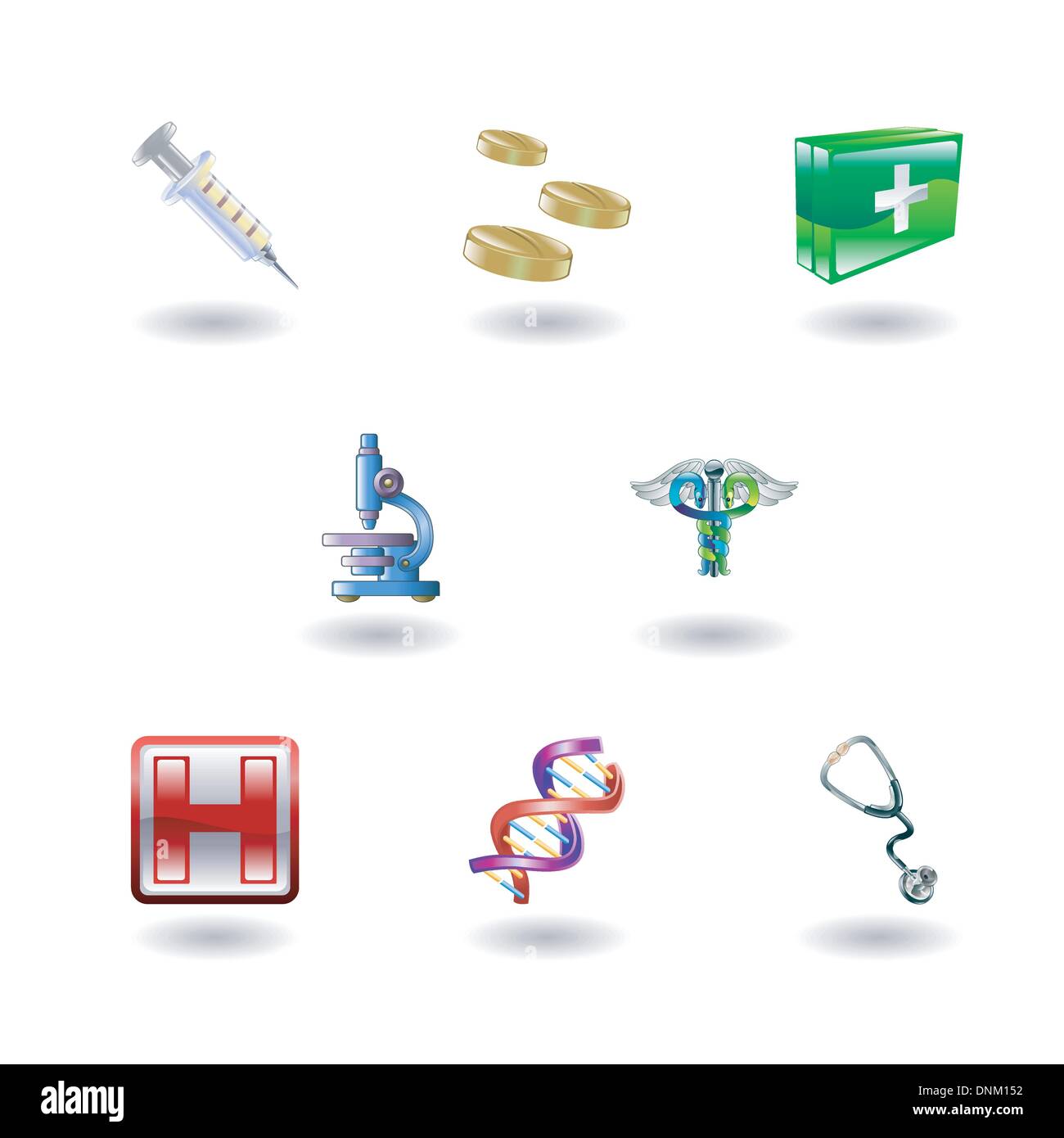 Eine Reihe von glänzenden glänzend medizinische icons Stock Vektor