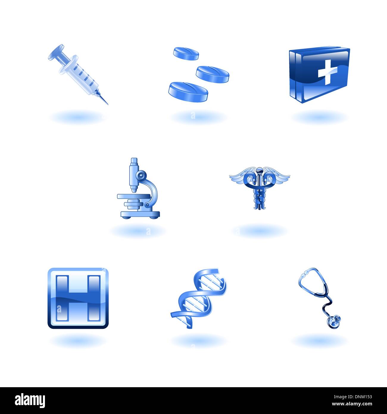 Eine Reihe von glänzenden glänzend medizinische icons Stock Vektor