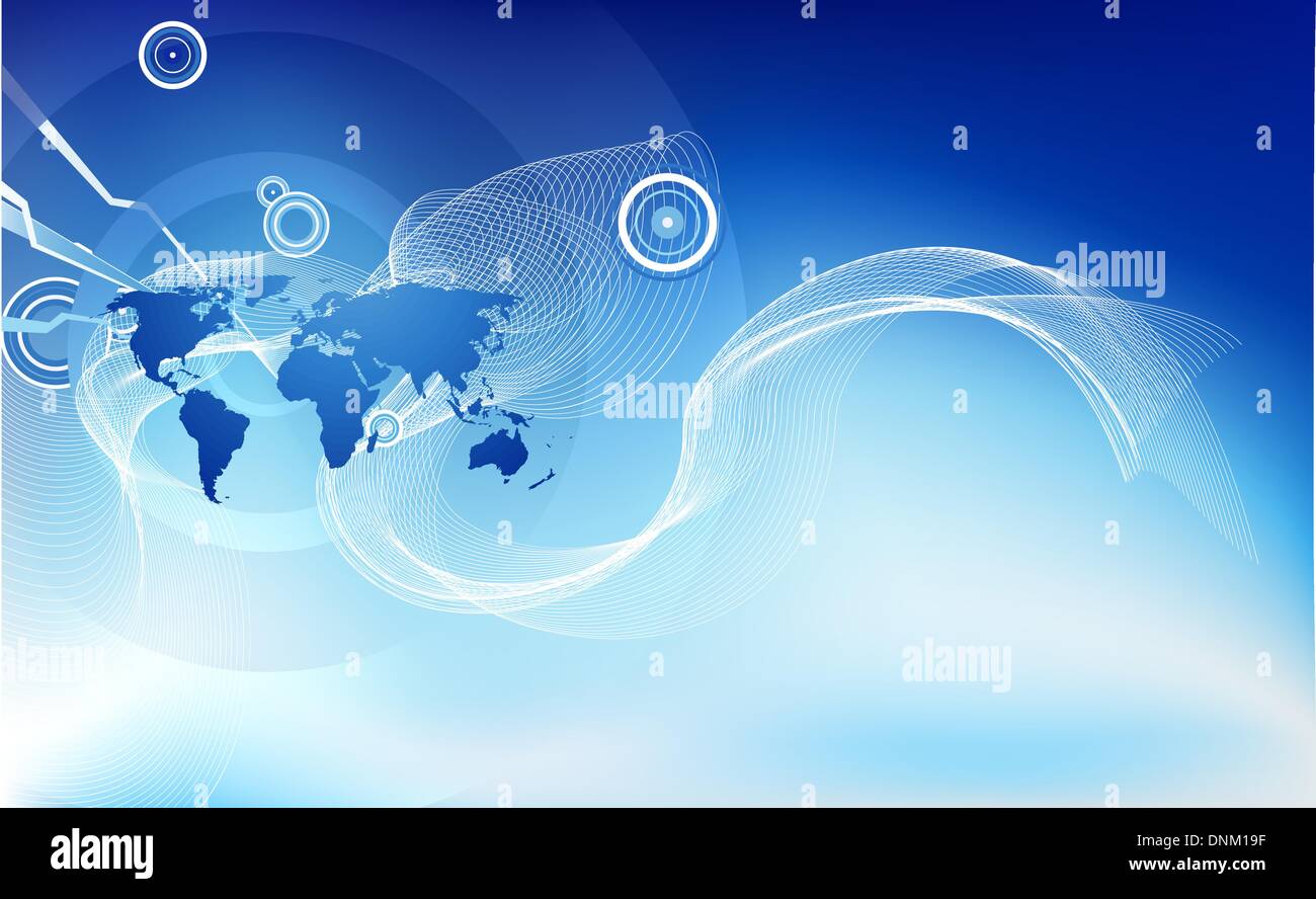 Eine abstrakte Firmenkundengeschäft Hintergrund symbolisiert das Konzept der globalen Wirtschaft, Kommunikation und Reisen Personen oder inf Stock Vektor