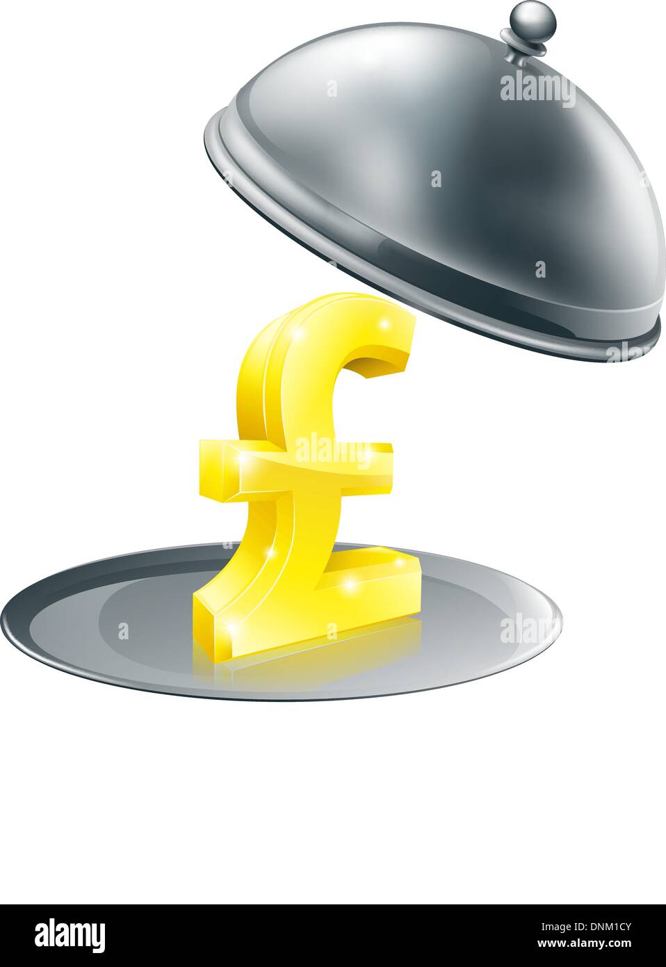 Ein Pfund-Zeichen auf Silbertablett. Konzeptionelle Darstellung für Gelegenheit, Geld zu verdienen oder vielleicht mit teuren Restaurants zu tun Stock Vektor