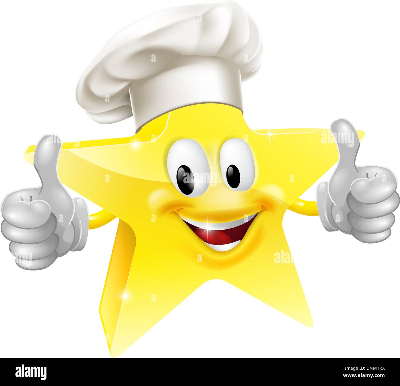 Beispiel für ein Sterne-Maskottchen in ein Koch oder Bäcker Hut, Konzept für beste Koch o.ä. Stock Vektor