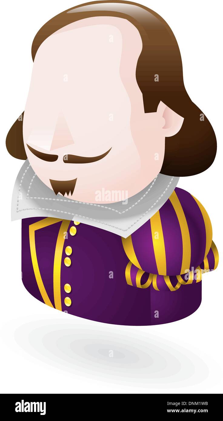 Abbildung eines Barden Shakespeare Zeichen Symbol Stock Vektor