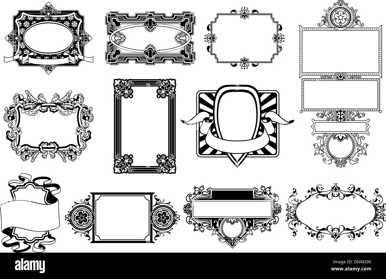 Eine Reihe von reich verzierten Rahmen und Rahmen-Design-Elemente Stock Vektor