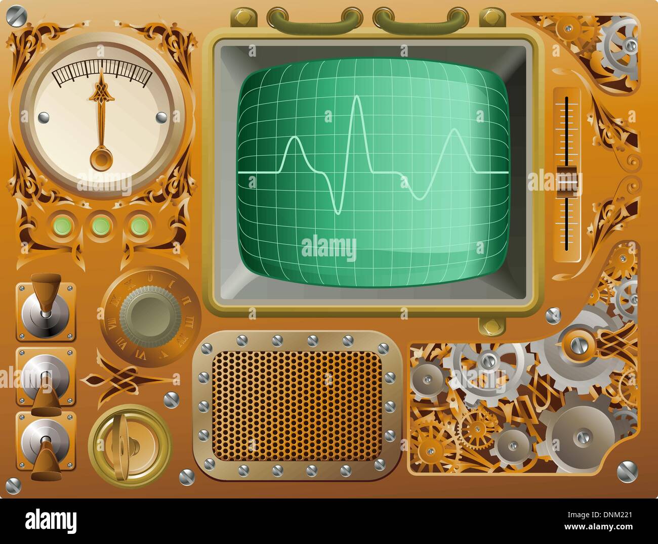 Industrielle viktorianischen Stil Grunge Steampunk Media Player Abbildung Stock Vektor