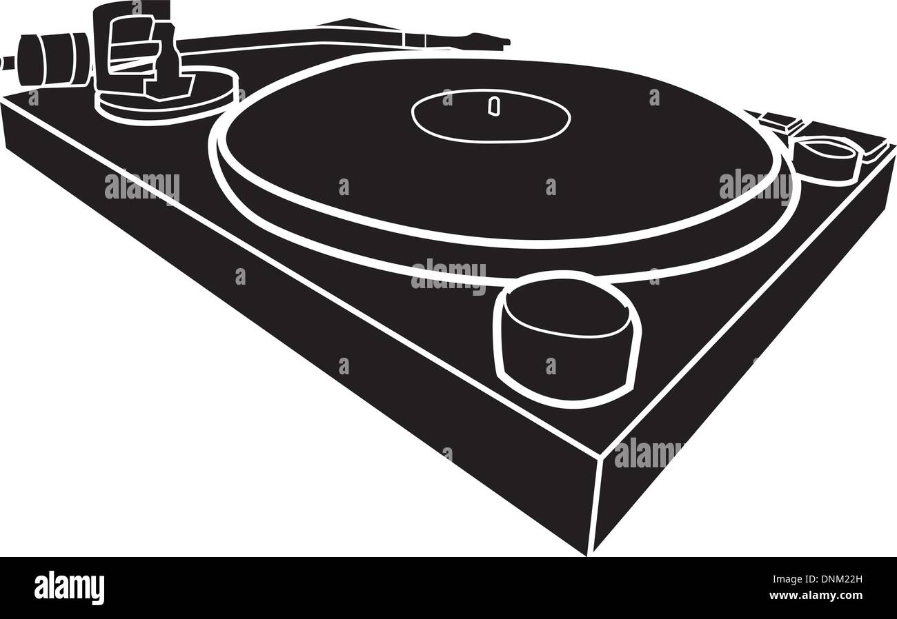 Schwarz / weiß Darstellung der DJ-Deck mit Rekord Stock Vektor