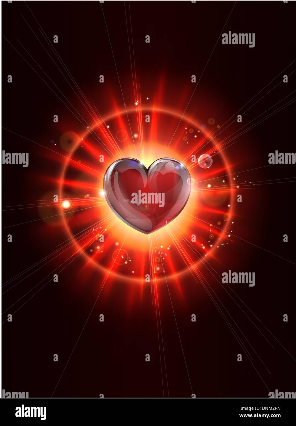 Eine dynamische funky cool Lichtstrahlen Valentines Heart Abbildung Stock Vektor