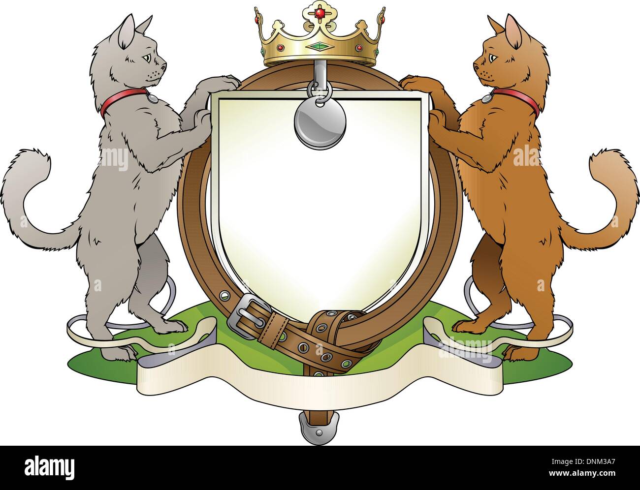 Katze-Haustiere heraldischen Schild Wappen. Beachten Sie das Halsband statt Strumpfband. Stock Vektor