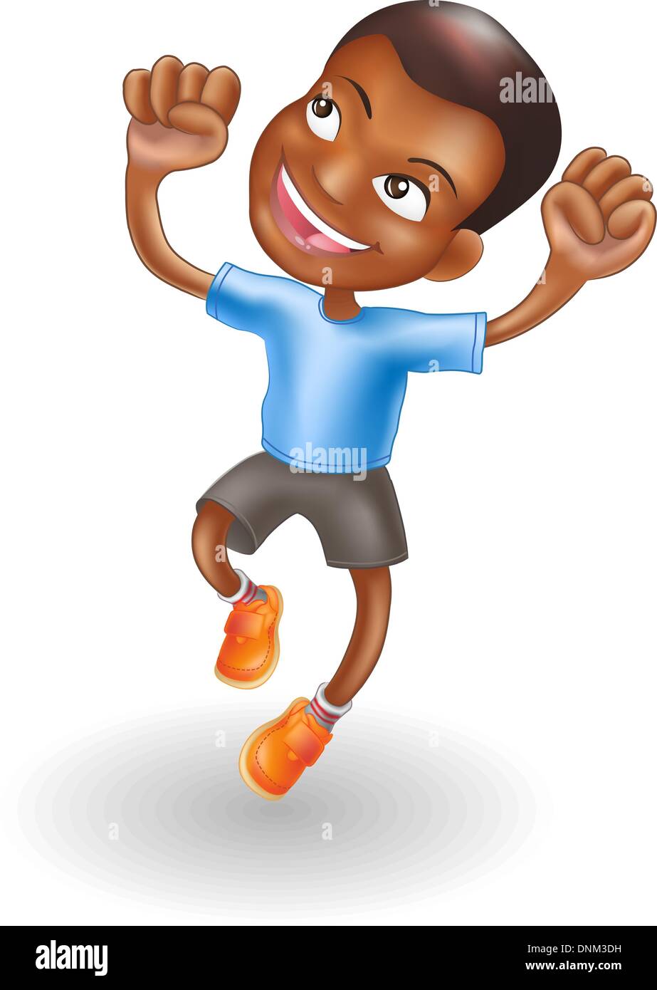 Eine Abbildung eines kleinen schwarzen Jungen springen vor Freude Stock Vektor