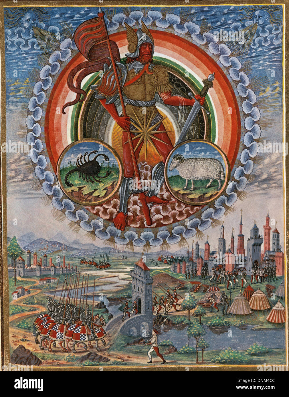 De Sphaera (die Kugel). Illustriert von Cristoforo de Predis (1440-1486), 1470. Mars mit dem Sternzeichen des Skorpions. Stockfoto