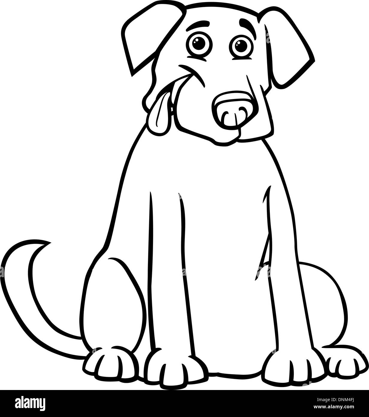 Schwarz / Weiß Cartoon Illustration der lustige reinrassige Labrador Retriever Hund für Kinder Malbuch Stock Vektor