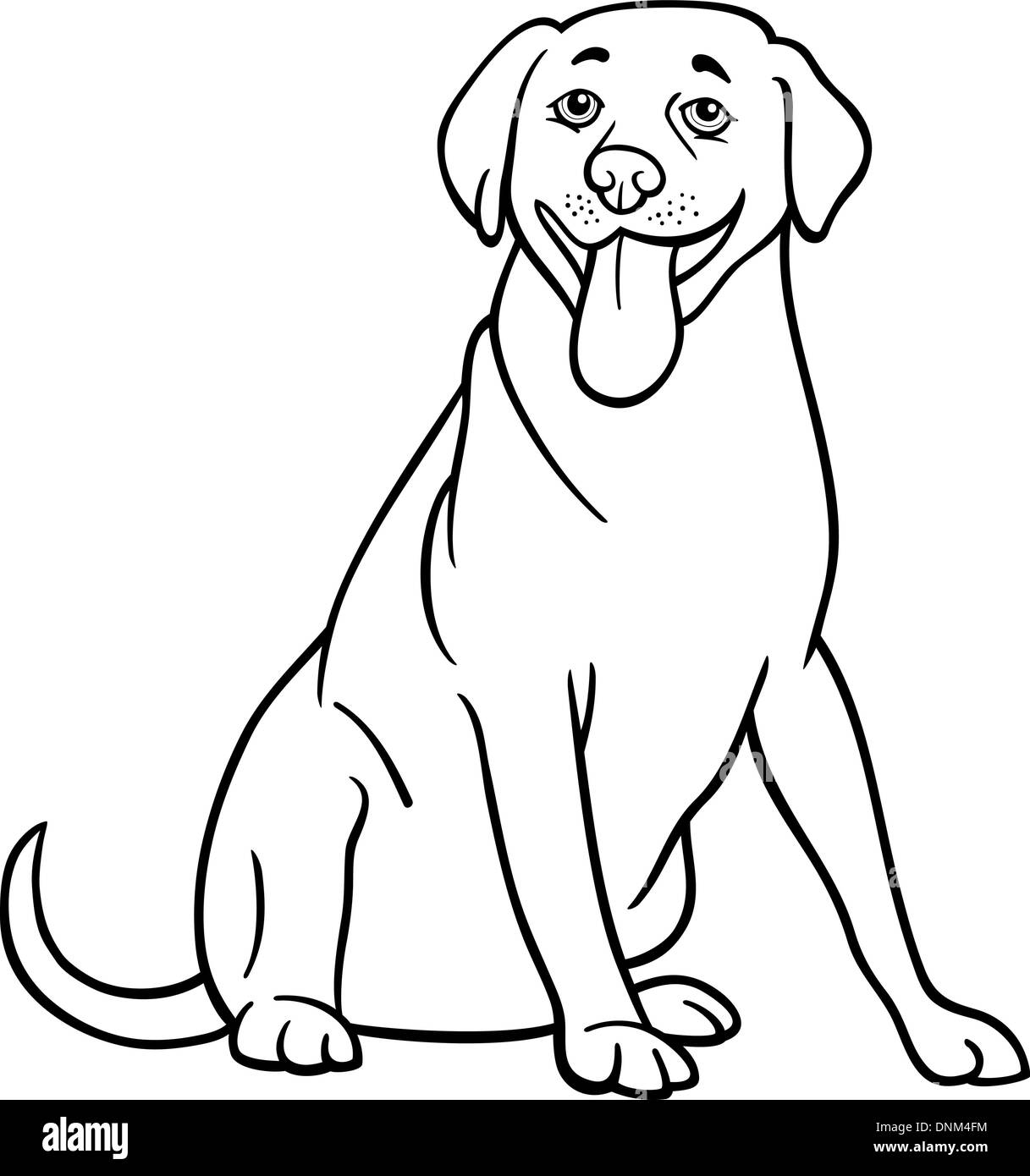 Schwarz / Weiß Cartoon Illustration lustig Labrador Retriever Hund für Malbuch Stock Vektor