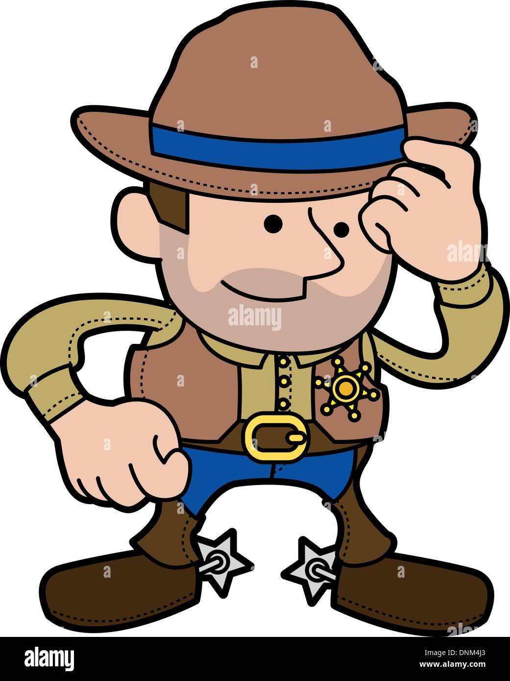 Darstellung der männlichen Cowboy Sheriff in Ranger Outfit und Hut Stock Vektor