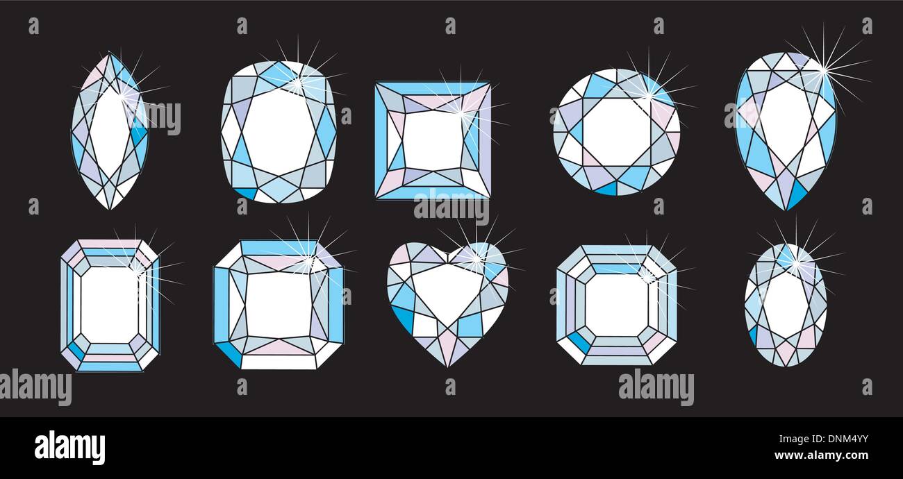 Diamant schneidet und Formen Stock Vektor