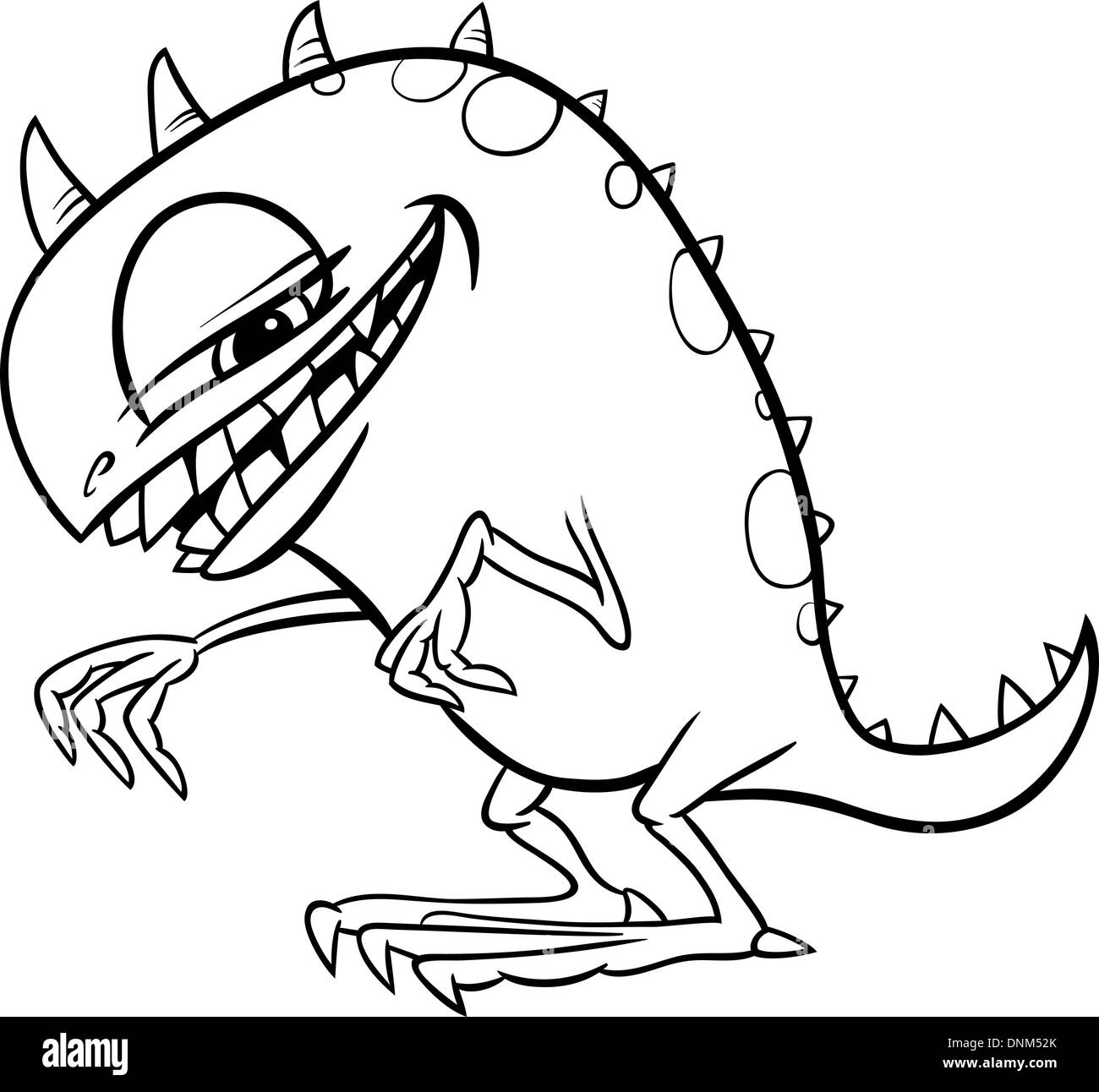Schwarz / Weiß Cartoon Illustration der lustige Monster oder Schreck oder Drehgestell für Kinder zum Ausmalen Stock Vektor