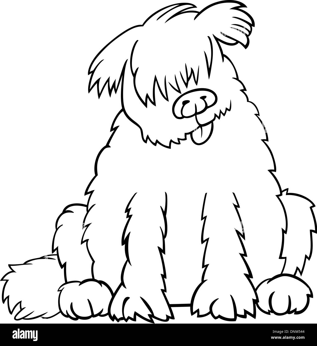 Cartoon Illustration lustig reinrassige Neufundländer, Labrador Doodle oder Briard für Malbuch Stock Vektor