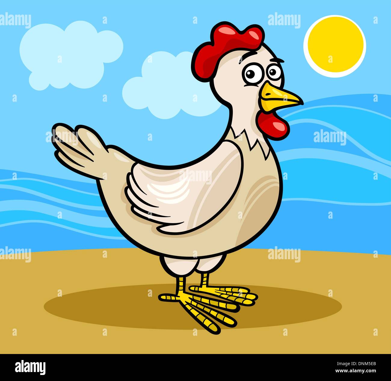 Cartoon Illustration von lustigen Huhn oder Hähnchen Farm Vogel Tiere Stock Vektor