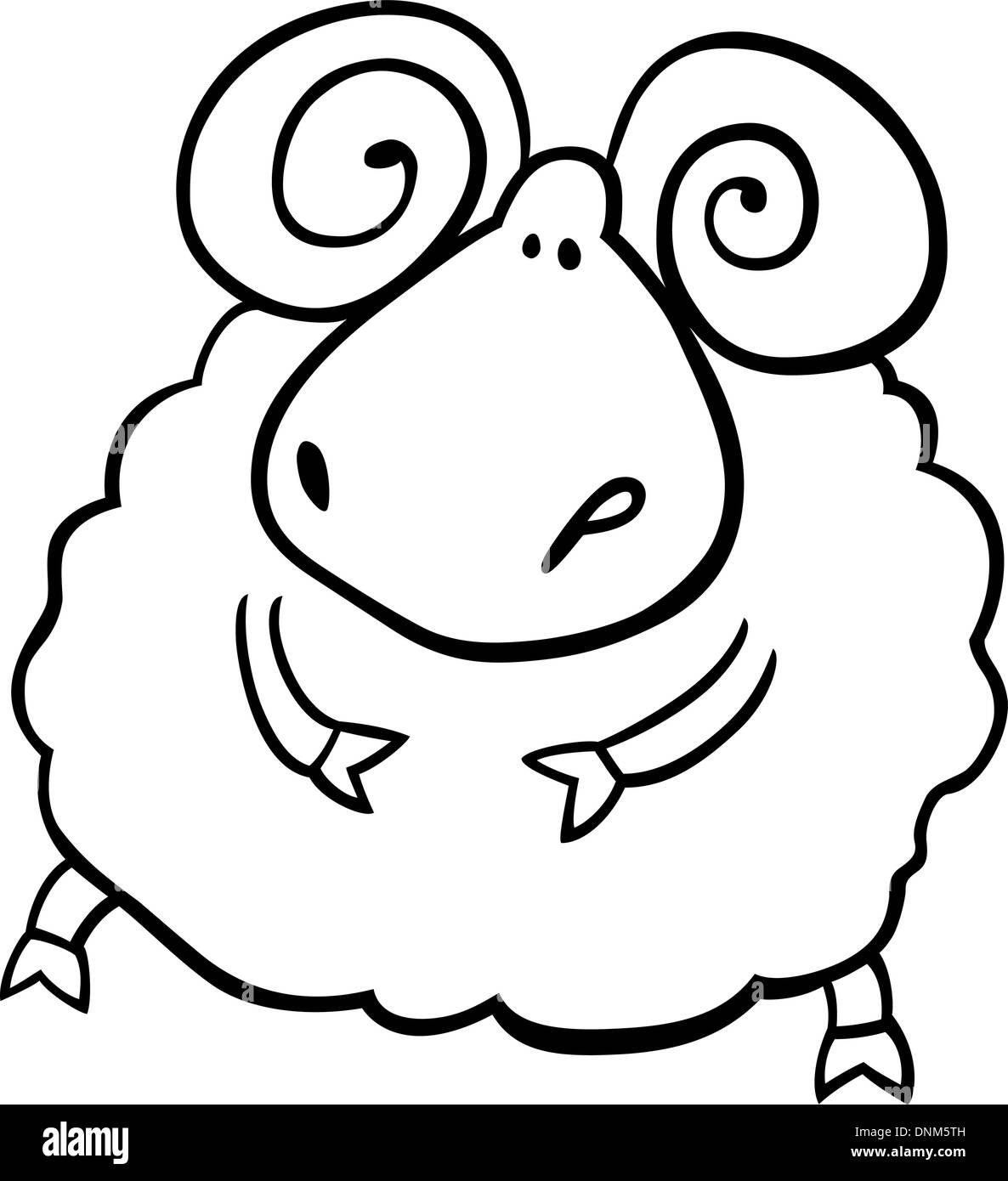 Comic-Illustration des Sternzeichen Widder für Malbuch Stock Vektor