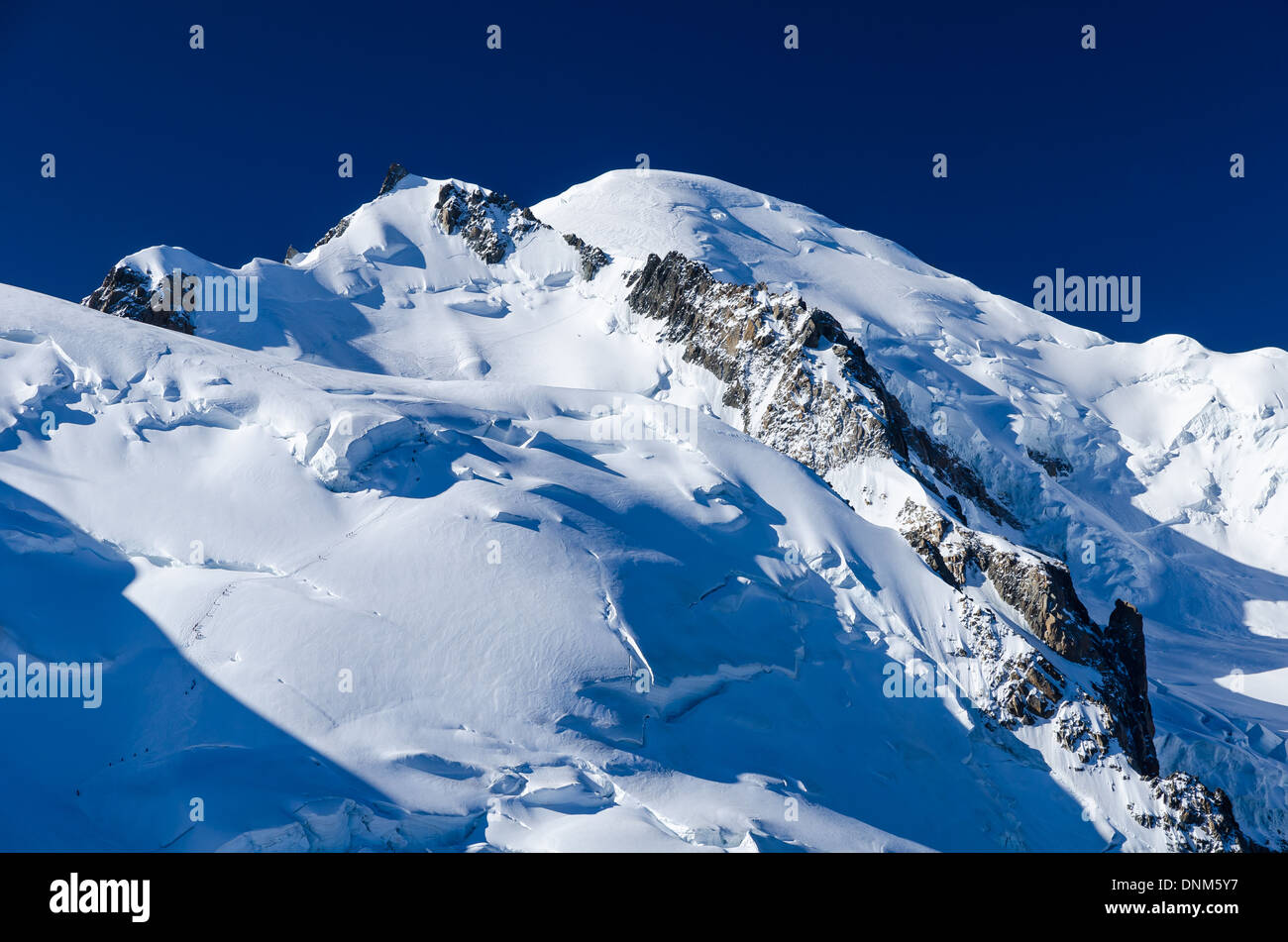 Chamonix, Frankreich. Mont Blanc ist der höchste Berg Europas (4810 m Höhe). Stockfoto