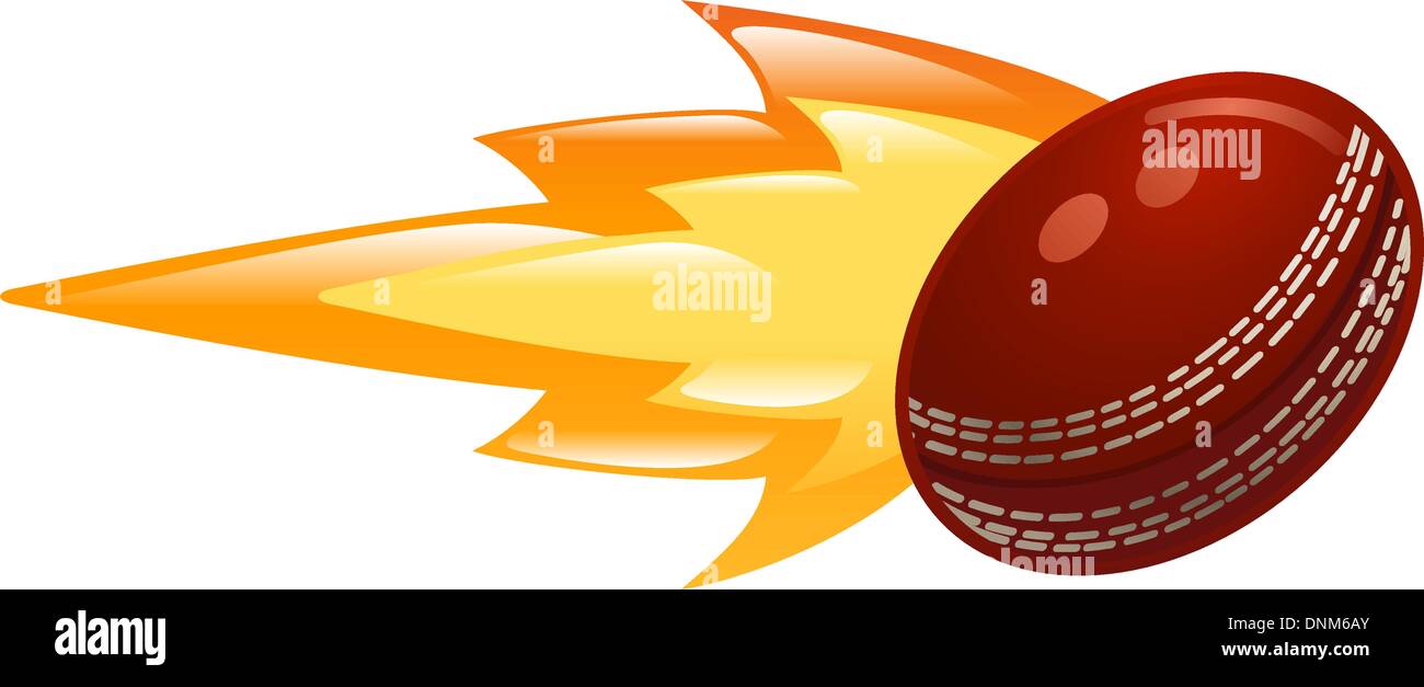 Abbildung von einem flammenden Cricketball Stock Vektor