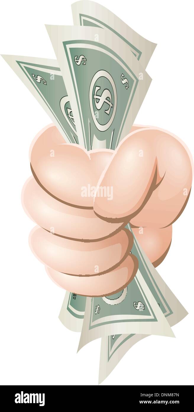 Beispiel für eine Cartoon-Hand-eine Hand voll Geld Stock Vektor