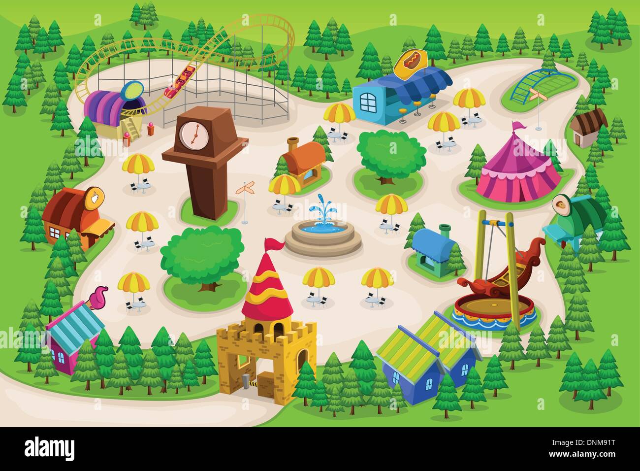 Eine Vektor-Illustration von Amusement Park Karte Stock Vektor Eine Vektor-Illustration von Amusement Park Karte Stock Vektor