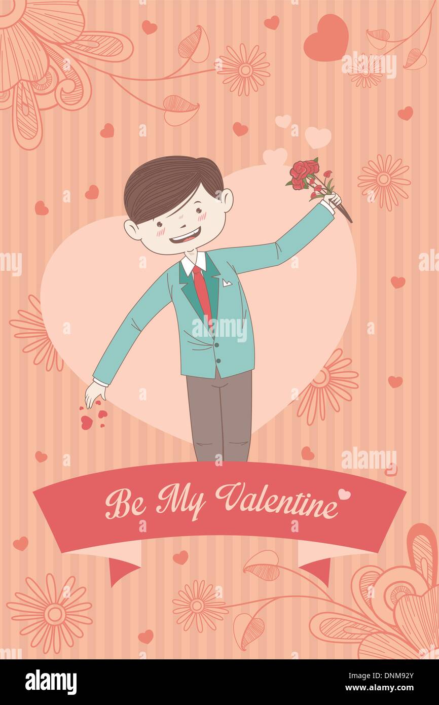 Eine Vektor-Illustration von Valentine Kartendesign mit My Valentine werden Worte Stock Vektor