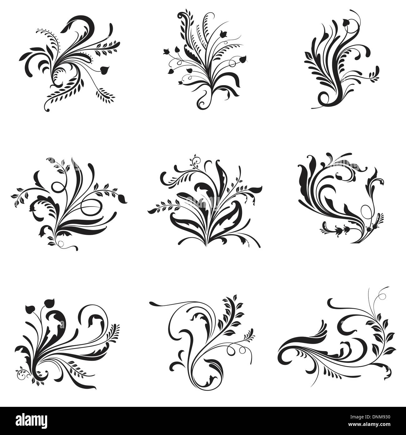 Eine Vektor-Illustration Blumenornamente für Design-Elemente in schwarz und weiß Stock Vektor