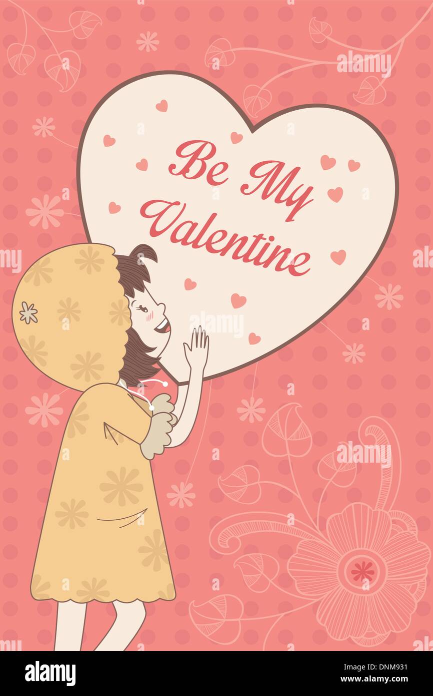 Eine Vektor-Illustration von Valentine Kartendesign mit My Valentine werden Worte Stock Vektor