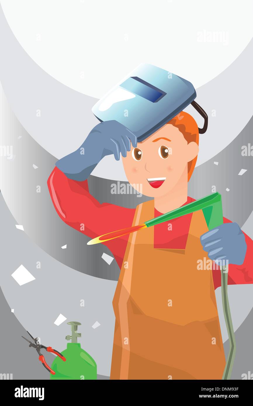 Eine Vektor-Illustration eines Schweißers arbeiten Stock Vektor