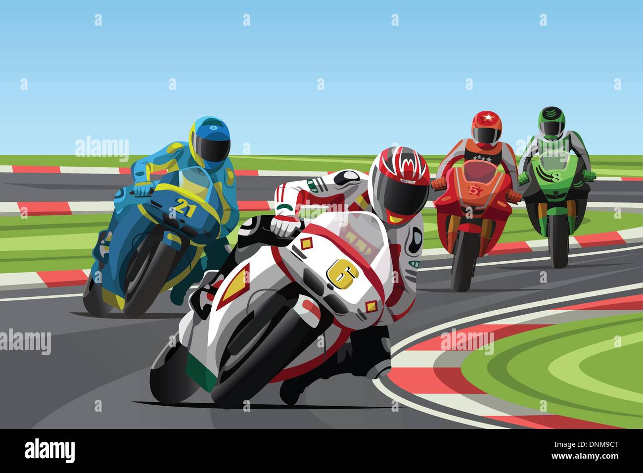Eine Vektor-Illustration von Motorradrennen auf der Rennstrecke Stock Vektor