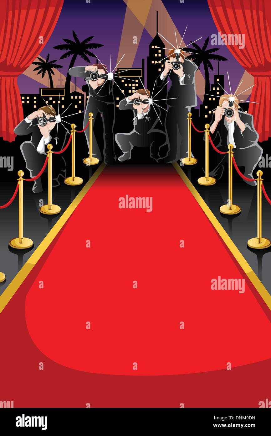 Eine Vektor-Illustration von roten Teppich und Paparazzi Hintergrund mit Exemplar Stock Vektor