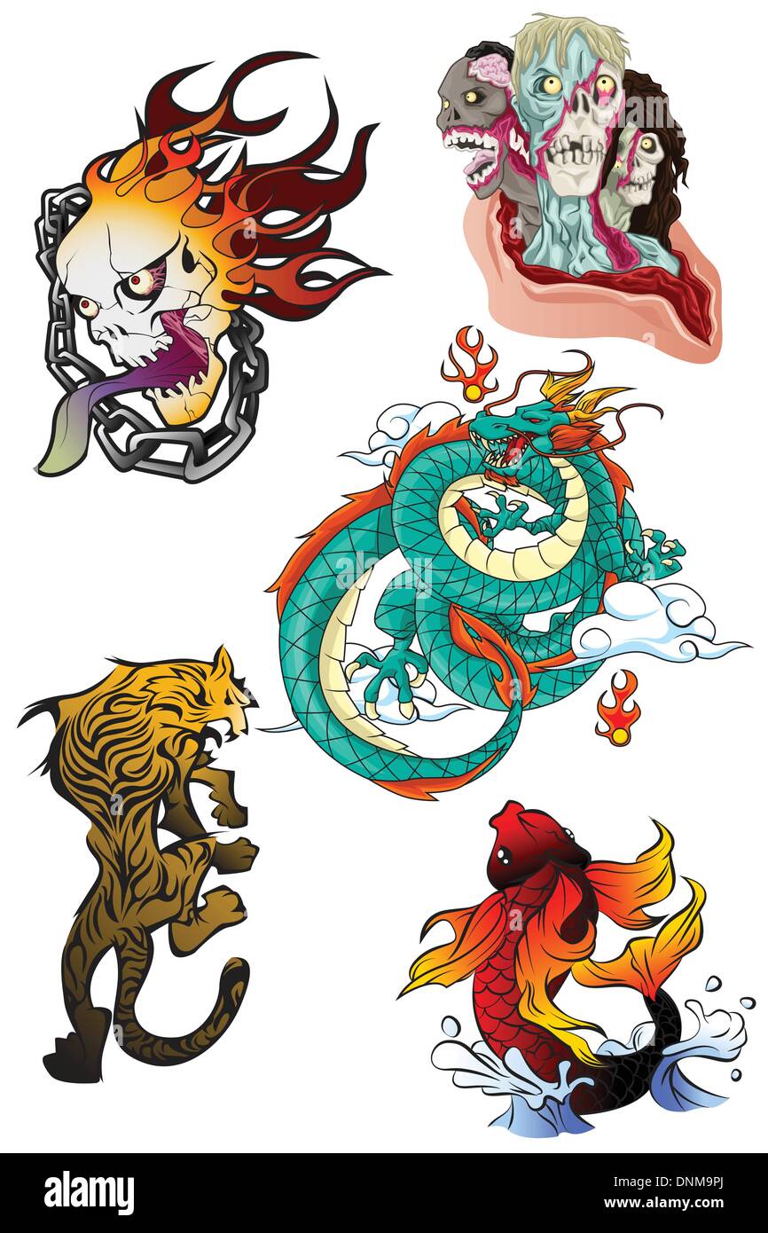 Eine Vektor-Illustration von Tattoo-Design-Elemente Stock Vektor