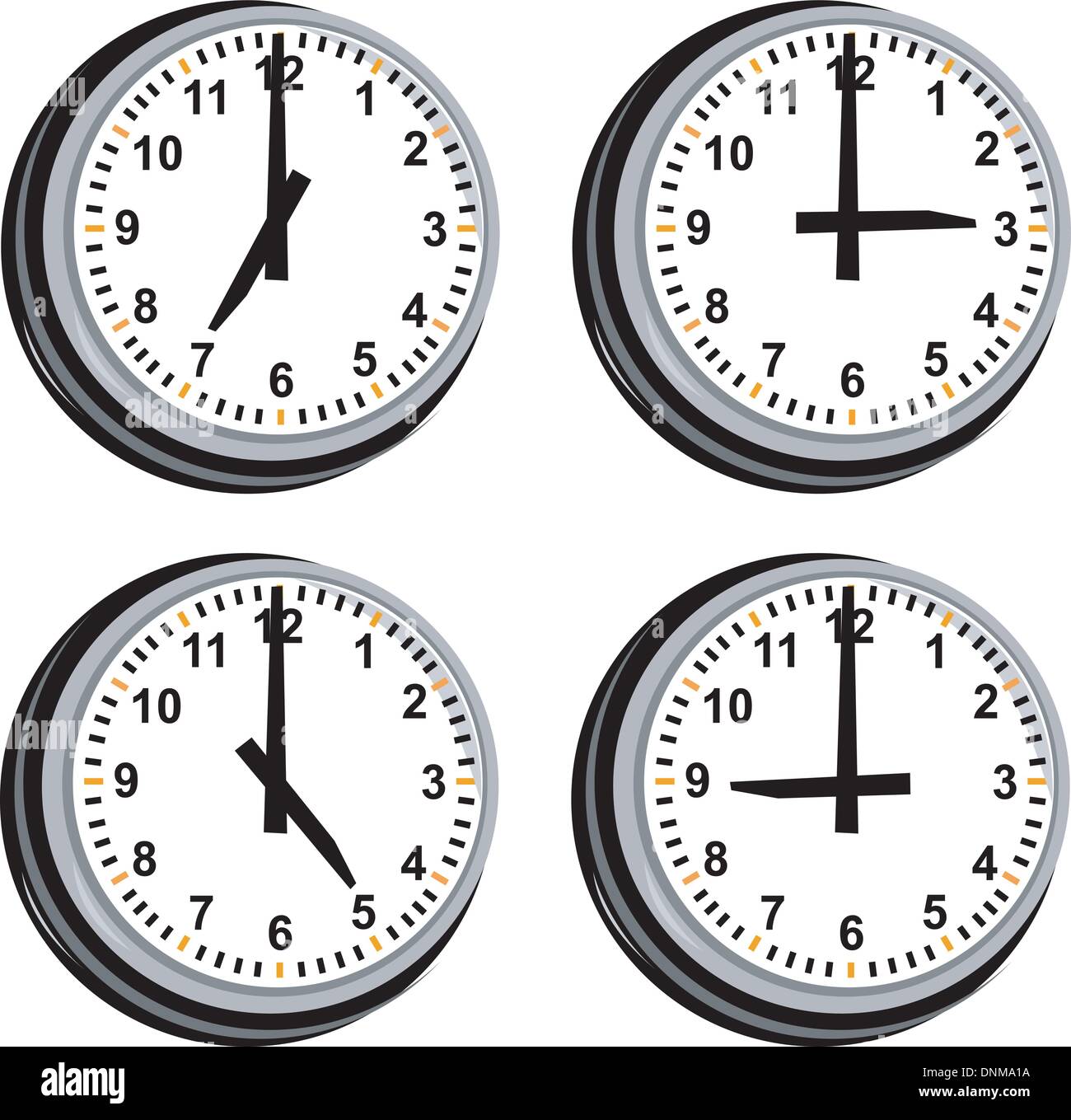 Illustration der weiße Uhr mit Zahlen im retro-Stil gemacht. Stock Vektor